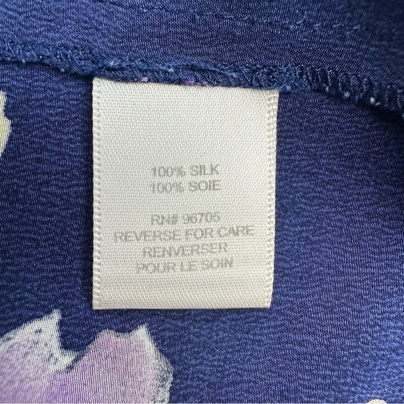 Rebecca Taylor 100% Silk Dress Women's Size 12 Floral Navy Blue Pockets - Picture 7 of 11